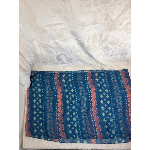 Chatties Blue Boho Geometric Print Lightweight Sheer Infinity Loop Scarf - Picture 3 of 5